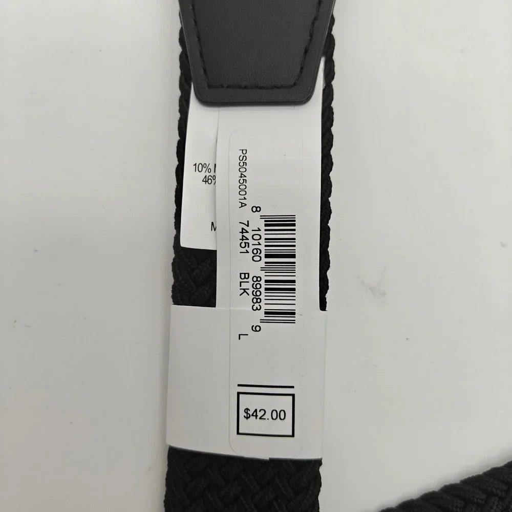 Nike Men's Stretch Woven Braided Golf Belt Black Size L 38-40 Silver Buckle NWT